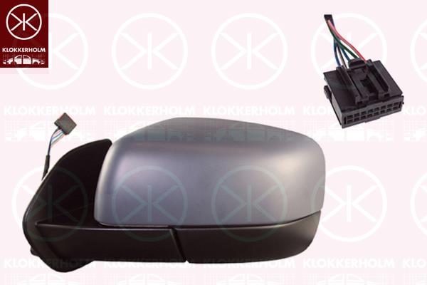 Exterior Mirror, Left, for electric mirror adjustment, with memory, Number of pins: 9, w/primer, Heatable, Convex, LR013775 (ROVER), LR019962 (ROVER), LR013795 (ROVER), LR041877 (ROVER), RO1320101 (ROVER)