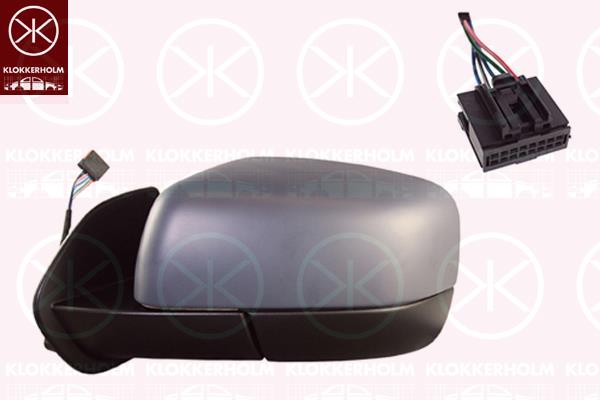 Exterior Mirror, Left, for electric mirror adjustment, Electronically foldable, with memory, Number of pins: 10, w/primer, Heatable, Convex, LR013775 (ROVER), LR019962 (ROVER), LR013768 (ROVER), LR041886 (ROVER), RO1320103 (ROVER)