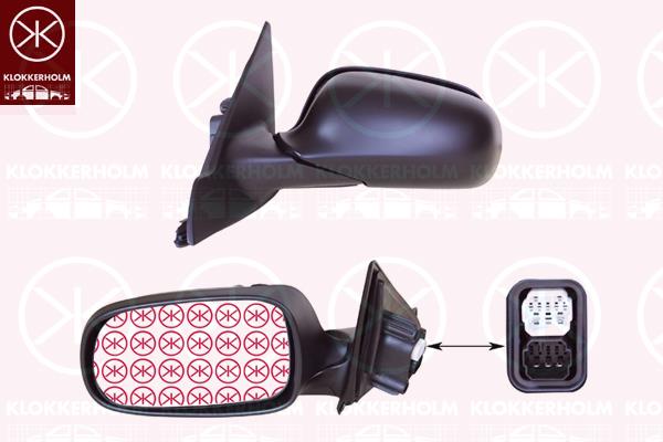 Exterior Mirror, Left, Electronically foldable, Number of pins: 5, Number of pins: 2, Heatable, w/primer, Aspherical, 12797722 (SAAB), 12795600 (SAAB), 12767073 (SAAB), 12795596 (SAAB), 12798095 (SAAB)