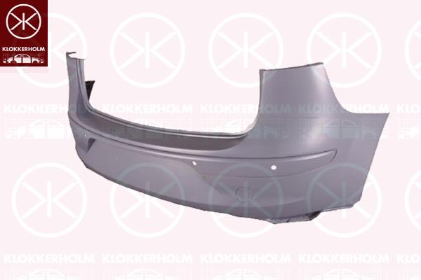 Bumper, w/primer, Rear, with hole(s) for parking distance control, not for trim level: FR, 5P8807421A GRU (SEAT)