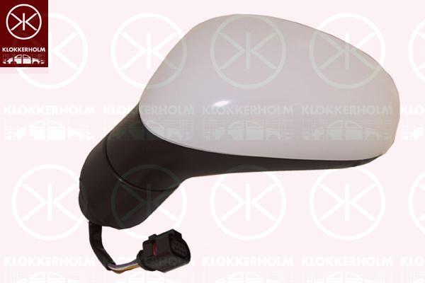 Exterior Mirror, w/primer, for electric mirror adjustment, Aspherical, Heatable, Left, 1P1857507 (SEAT), 1P1857507K (SEAT)