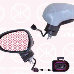 Exterior Mirror, Right, for electric mirror adjustment, Electronically foldable, Number of pins: 7, Heatable, w/primer, Aspherical, 1P1857508H (SEAT), 1P1857508H9B9 (SEAT), 1P1857508M9B9 (SEAT), 6J0857522H (SEAT), 6J0857538DGRU (SEAT)