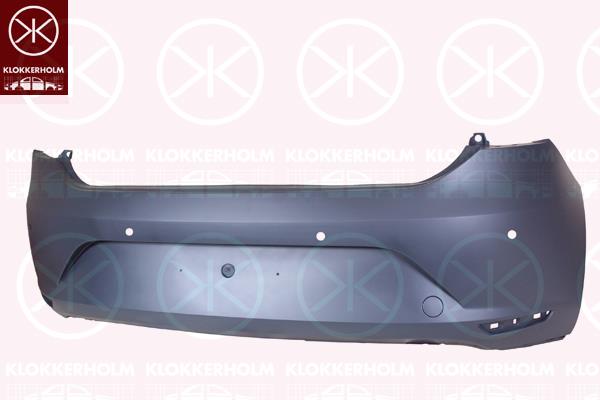 Bumper, w/primer, with hole(s) for parking assistant system, Rear, not for trim level: FR, 5F0807421AGRU (SEAT)