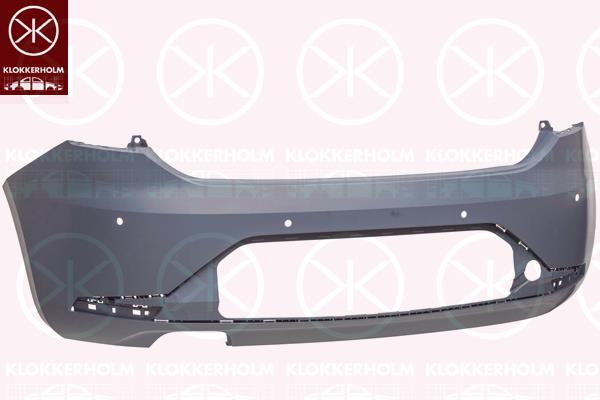 Bumper, w/primer, Rear, with hole(s) for parking distance control, Trim Level: FR, 5F0807421CGRU (SEAT)