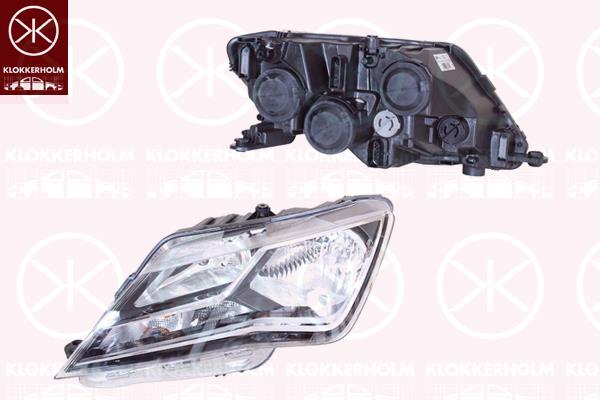 Headlight, Right, H7/H7, with daytime running light, with motor for headlamp levelling, Valeo, 6JB 941 016 (SEAT), 6JB941016 (SEAT)