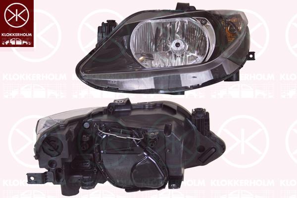 Headlight, Illuminance [lx]: 20, Right, H4, with motor for headlamp levelling, Housing Colour: black, Valeo, 6J1941022B (SEAT), 6J1941022C (SEAT)