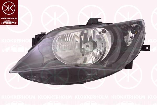 Headlight, Illuminance [lx]: 12.5, Left, H4, Housing Colour: black, with motor for headlamp levelling, 6J1941021E (SEAT), 6J1941021J (SEAT)