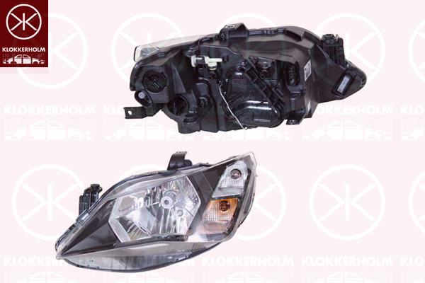 Headlight, Illuminance [lx]: 12.5, Left, H4, with motor for headlamp levelling, Valeo, 6J1941021G (SEAT), 6J1941021K (SEAT)