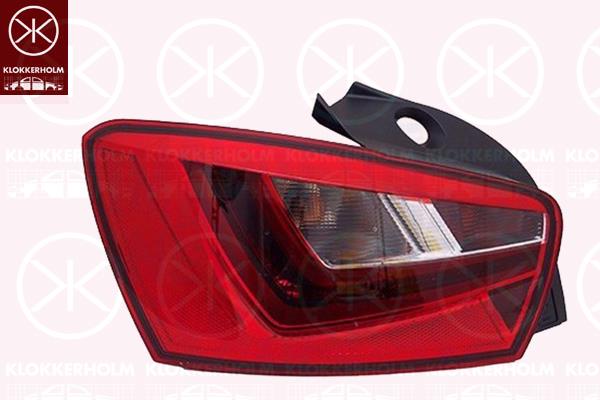 Tail Light Assembly, 5-drs, Left, LED, Indicator Colour: black, with bulb holder, AL, 6J4945095L (SEAT), 6J4945111J (SEAT)