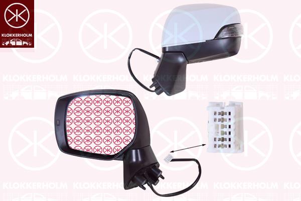 Exterior Mirror, Right, for electric mirror adjustment, Electronically foldable, Number of pins: 9, with indicator, Heatable, Convex, w/primer, 91036AL230 (SUBARU), 91036AL231 (SUBARU), 91036AL232 (SUBARU)