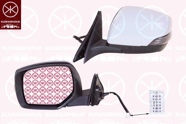 Exterior Mirror, Left, for electric mirror adjustment, Electronically foldable, Number of pins: 9, with indicator, Heatable, Convex, w/primer, 91036AJ291 (SUBARU), 91036AJ292 (SUBARU), 91036AJ293 (SUBARU)