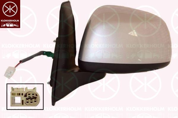 Exterior Mirror, w/primer, for electric mirror adjustment, Convex, Left, Connector Shape: round, Number of pins: 3, 8470279J60ZCC (SUZUKI), 8470279J70ZCC (SUZUKI)