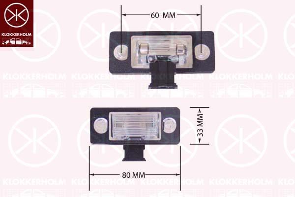 Licence Plate Light, with bulb holder, not ECE approved, 6Y0 943 021D (VW), 6Y0943021A (SKODA), 6Y0943021B (SKODA), 6Y0943021D (SKODA)