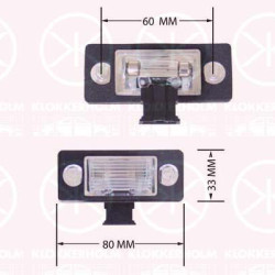 Licence Plate Light, with bulb holder, not ECE approved, 6Y0 943 021D (VW), 6Y0943021A (SKODA), 6Y0943021B (SKODA), 6Y0943021D (SKODA)