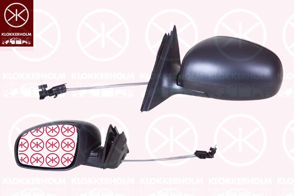 Exterior Mirror, Right, Control: cable pull, black, Convex, 5J1857508D (SKODA)