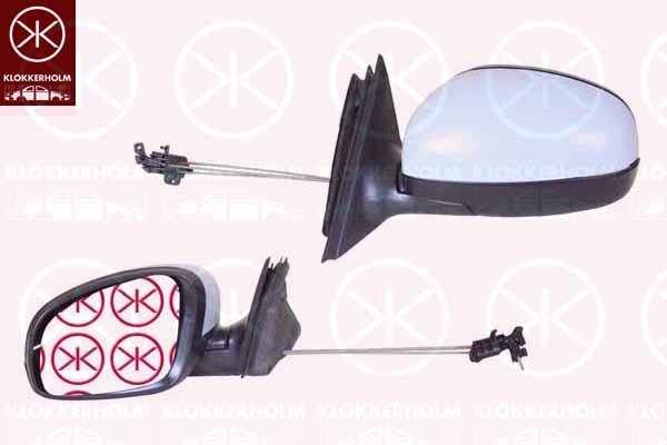 Exterior Mirror, w/primer, Control: cable pull, Aspherical, Left, 5J1857507D (SKODA)