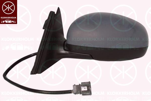 Exterior Mirror, w/primer, for electric mirror adjustment, Aspherical, Heatable, Left, 5J1857507E (SKODA)