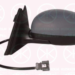 Exterior Mirror, w/primer, for electric mirror adjustment, Aspherical, Heatable, Left, 5J1857507E (SKODA)