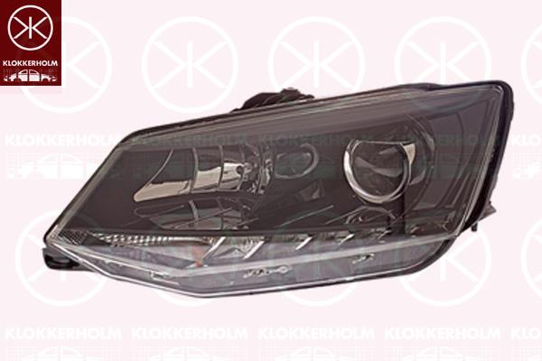 Headlight, Right, H7/H7, with daytime running light (LED), with motor for headlamp levelling, Hella, 6V1941016A (SKODA), 6V1941016B (SKODA), 6V1941018A (SKODA), 6V1941018B (SKODA)