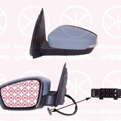 Exterior Mirror, Left, for electric mirror adjustment, with indicator, Number of pins: 6, Heatable, Convex, w/primer, Complete Mirror, 5JA857521C (SKODA), 6V0857537A (SKODA), 6V0949101 (SKODA), 6V1857507C (SKODA), 6V1857507C (SEAT)