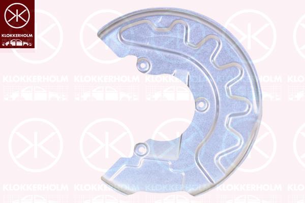 Splash Guard, brake disc, Front Axle Left, for brake disc diameter [mm]: 288, Diameter 1/Diameter 2 [mm]: 310/100, Brake System: Lucas, Zinc-coated, 6R0 615 311D (VW), 6R0 615 311D (SEAT), 6R0615311D (SKODA), 6R0615311D (AUDI)