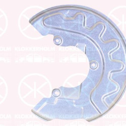 Splash Guard, brake disc, Front Axle Left, for brake disc diameter [mm]: 288, Diameter 1/Diameter 2 [mm]: 310/100, Brake System: Lucas, Zinc-coated, 6R0 615 311D (VW), 6R0 615 311D (SEAT), 6R0615311D (SKODA), 6R0615311D (AUDI)