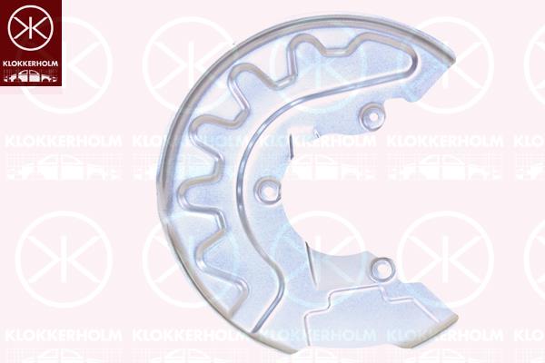 Splash Guard, brake disc, Front Axle Right, for brake disc diameter [mm]: 288, Diameter 1/Diameter 2 [mm]: 310/100, Brake System: Lucas, Zinc-coated, 6R0 615 312D (VW), 6R0 615 312D (SEAT), 6R0615312D (SKODA), 6R0615312D (AUDI)