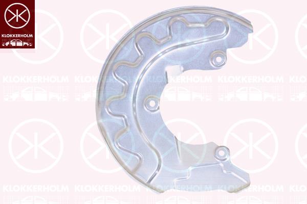 Splash Guard, brake disc, Front Axle Right, for brake disc diameter [mm]: 256, Diameter 1/Diameter 2 [mm]: 280/100, Brake System: ATE, Mando, Zinc-coated, 6R0 615 312C (VW), 6R0 615 312C (SEAT), 6R0615312C (SKODA), 6R0615312C (AUDI)