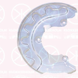 Splash Guard, brake disc, Front Axle Right, for brake disc diameter [mm]: 256, Diameter 1/Diameter 2 [mm]: 280/100, Brake System: ATE, Mando, Zinc-coated, 6R0 615 312C (VW), 6R0 615 312C (SEAT), 6R0615312C (SKODA), 6R0615312C (AUDI)