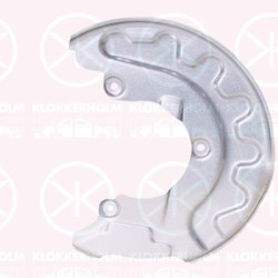 Splash Guard, brake disc, Front Axle Left, for brake disc diameter [mm]: 256, Diameter 1/Diameter 2 [mm]: 280/100, Brake System: ATE, Mando, Zinc-coated, 6R0 615 311C (VW), 6R0 615 311C (SEAT), 6R0615311C (SKODA), 6R0615311C (AUDI)