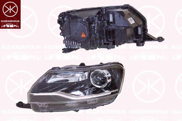 Headlight, Right, Xenon, D5S, with motor for headlamp levelling, Valeo, 5JB941016C (SKODA), 5JB941018C (SKODA)