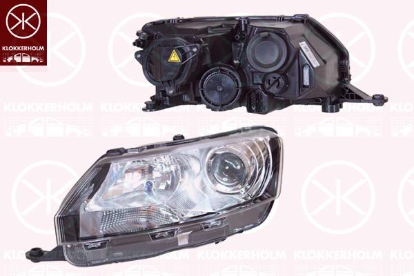 Headlight, Left, Illuminance [lx]: 17.5, Xenon, D5S, H15, with motor for headlamp levelling, Valeo, 5JB941015A (SKODA), 5JB941017A (SKODA)