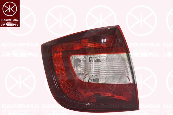 Tail Light Assembly, Left, Smoke Grey, without bulb holder, Visteon, 5JH945095A (SKODA), 5JH945111A (SKODA)