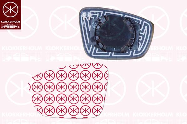 Mirror Glass, exterior mirror, Left, Heatable, Convex, 5JA857521C (SKODA), 5JA857521B (VW), 5JA857521B (SKODA), 5JA857521C (VW), 5JA857521C (SEAT)