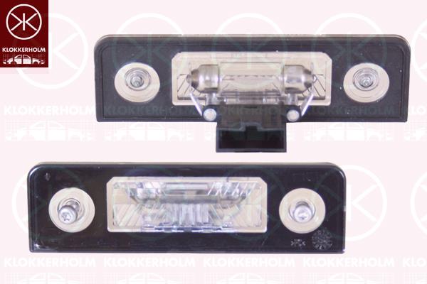 Licence Plate Light, with bulb holder, not ECE approved, 1Z0 943 021B (VAG), 1Z0943021B (SKODA)