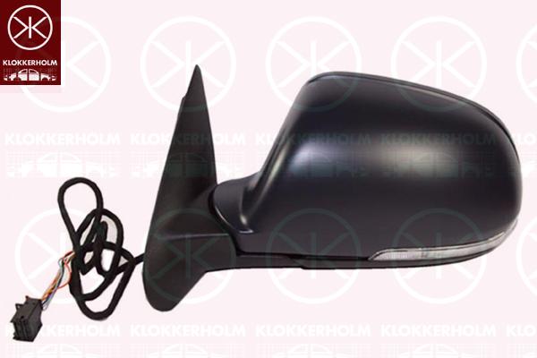 Exterior Mirror, Right, for electric mirror adjustment, Number of pins: 11, Electronically foldable, with indicator, with reading light, Heatable, w/primer, Convex, 1Z1857508T (SKODA)