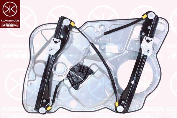 Window Regulator, OE-type, without electric motor, Electric, Left Front, with bolted-on plate, 1Z1837461 (SKODA)