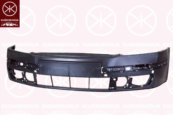 Bumper, Front, Smooth, with hole(s) for parking distance control, 1Z0807221B (SKODA)