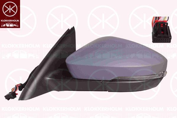 Exterior Mirror, Left, for electric mirror adjustment, Electronically foldable, Number of pins: 11, with indicator, w/primer, Heatable, 5E0857521 (SKODA), 5E0857537AGRU (SKODA), 5E1857507AL (SKODA), 5E1857507AM (SKODA)