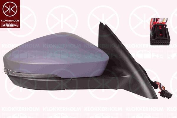 Exterior Mirror, Right, for electric mirror adjustment, Electronically foldable, Number of pins: 11, with indicator, w/primer, Heatable, 5E0857522 (SKODA), 5E0857538AGRU (SKODA), 5E1857508AL (SKODA), 5E1857508AM (SKODA)