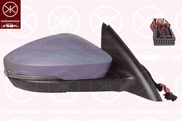 Exterior Mirror, Right, without automatic dimming, with memory, Electronically foldable, with indicator, Number of pins: 15, w/primer, Heatable, 5E0857522 (SKODA), 5E0857538AGRU (SKODA), 5E1857508AC (SKODA), 5E1857508AE (SKODA), 5E1857508AF (SKODA), 5E1857508AH (SKODA)