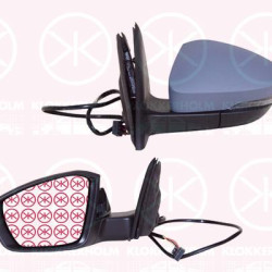 Exterior Mirror, Left, for electric mirror adjustment, w/primer, with indicator, Number of pins: 6, Heatable, 5E0857521 (SKODA), 5E0857537A GRU (SKODA), 5E1857507D (SKODA), 5E1857507N (SKODA)