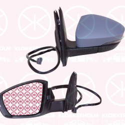 Exterior Mirror, Left, for electric mirror adjustment, Electronically foldable, Number of pins: 11, w/primer, with indicator, Heatable, 5E0857521 (SKODA), 5E0857537A GRU (SKODA), 5E1857507E (SKODA), 5E1857507P (SKODA)