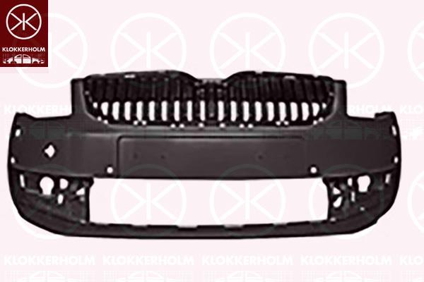 Bumper, Front, Smooth, with hole(s) for parking distance control, with hole(s) for washer nozzle, 5E0807217D (SKODA)