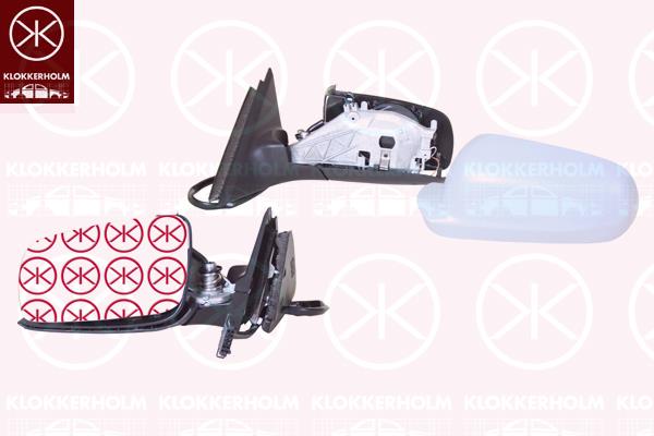 Exterior Mirror, w/primer, for electric mirror adjustment, Aspherical, Heatable, Left, 3B1857501AC (SKODA), 3B1857501AC01C (SKODA)