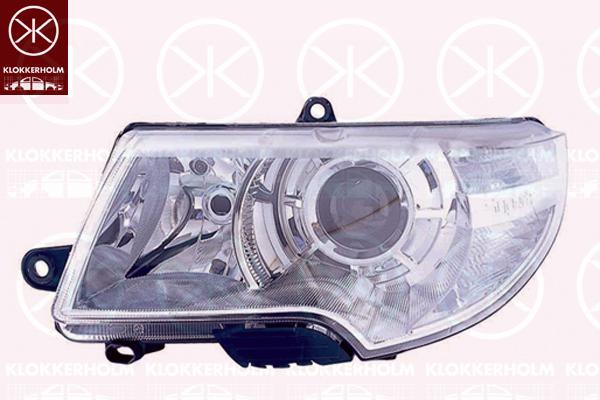 Headlight, Right, Illuminance [lx]: 20, H7/H3, without lettering: Superb, for vehicles without headlamp cleaning system, with motor for headlamp levelling, 3T1941018 (SKODA), 3T1941018C (SKODA)