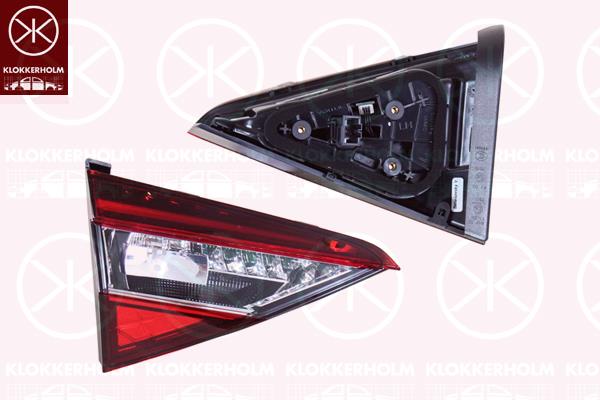 Tail Light Assembly, Left, Inner Section, LED, Housing Colour: dark, with bulb holder, Visteon, 3V5945307 (SKODA), 3V5945709 (SKODA)