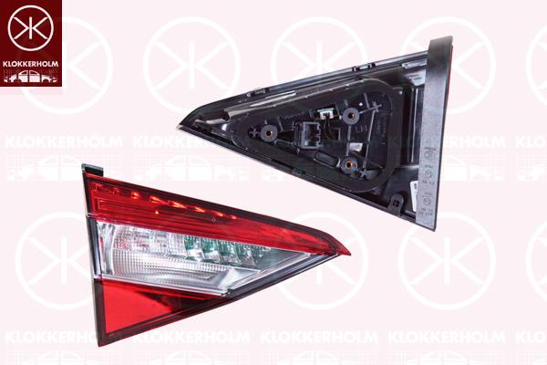 Tail Light Assembly, Left, Inner Section, LED, Housing Colour: red, with bulb holder, Visteon, 3V5945307B (SKODA), 3V5945709B (SKODA)