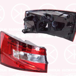 Tail Light Assembly, Left, Outer section, LED, Housing Colour: red, with bulb holder, P21W, PY21W, Varroc, 3V9945207A (SKODA), 3V9945711A (SKODA)