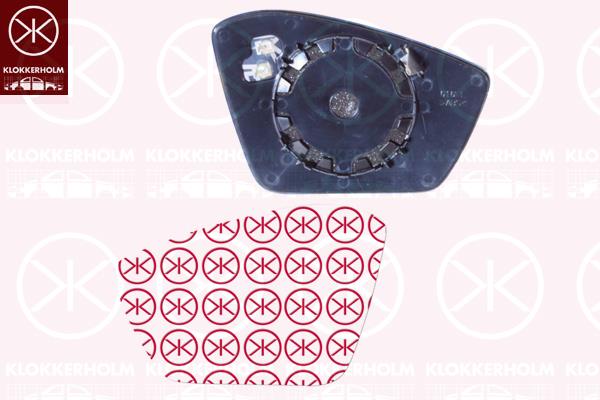 Mirror Glass, exterior mirror, Left, Heatable, Number of pins: 2, 3V0 857 521 (SKODA), 3V0857521 (SKODA)